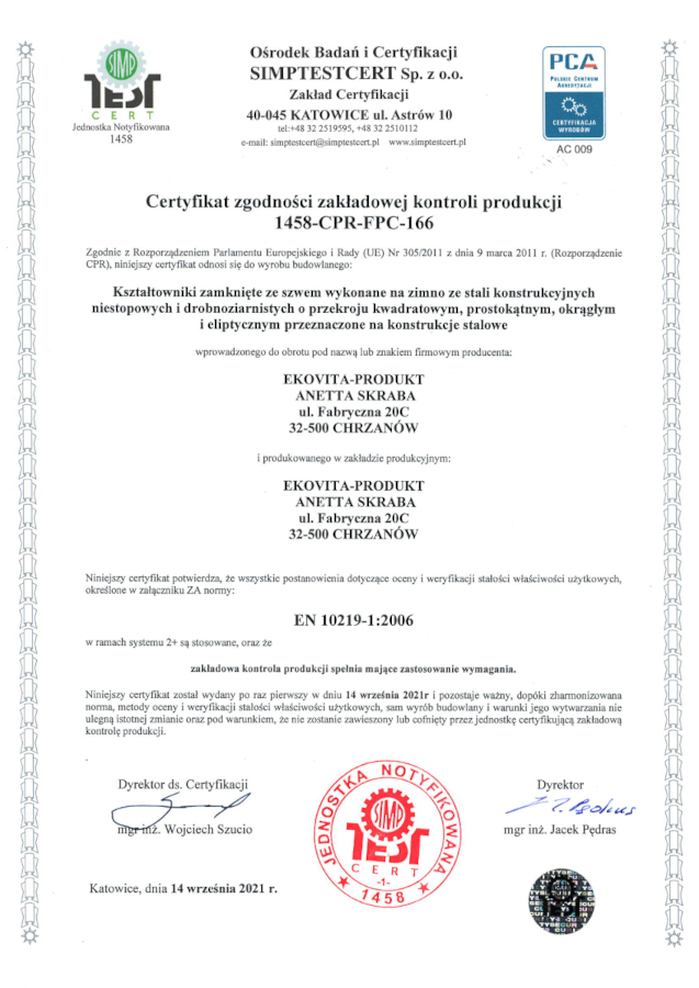 Zdjęcie certyfikatu CE